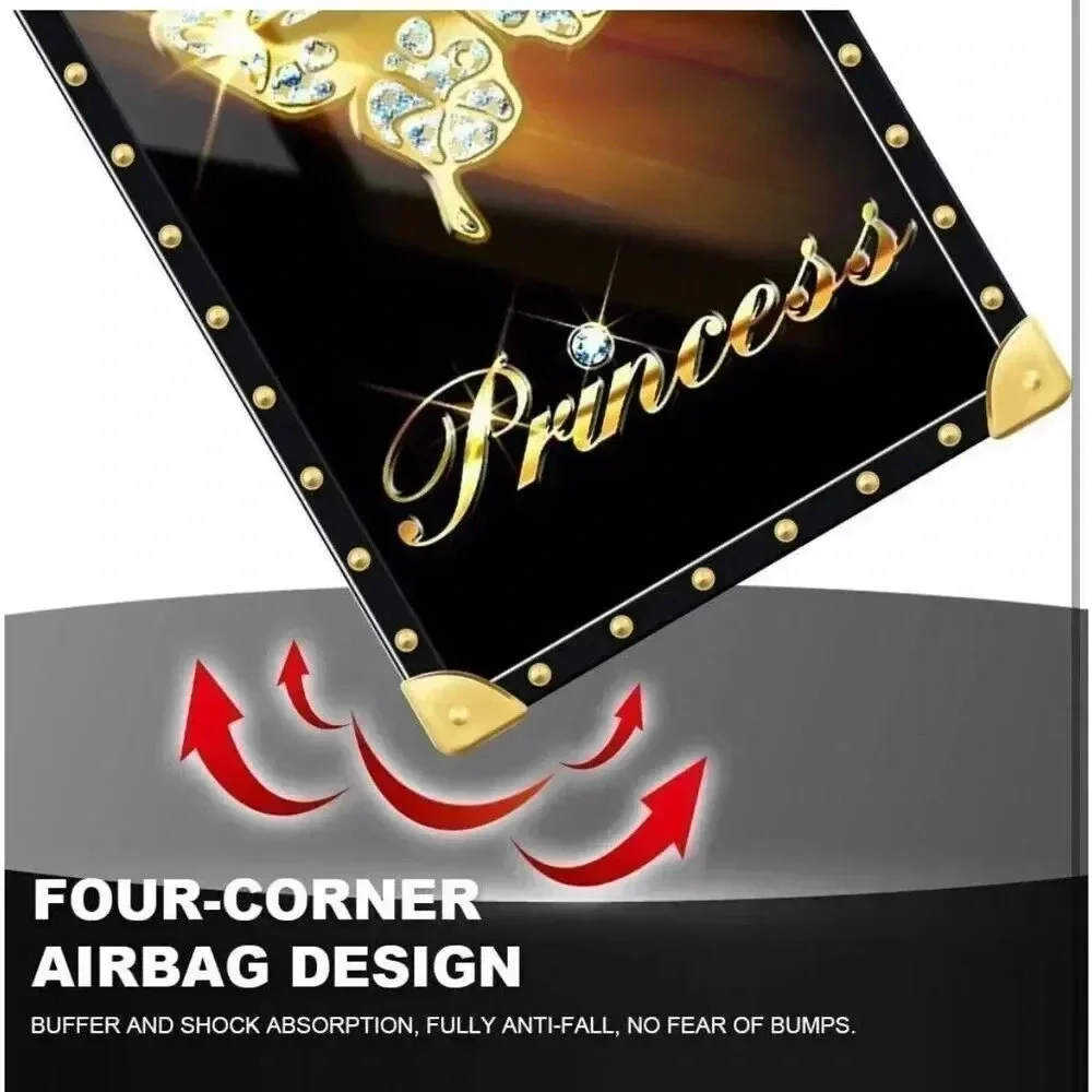 Case Compatible with iPhone 15 Pro Max B Golden Butterfly Princess Square Luxury